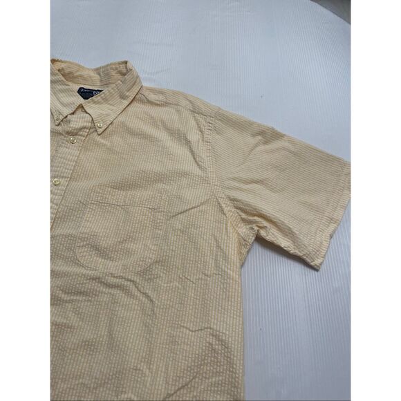 Lands End Men’s Vintage Yellow Seersucker Short Sleeve Button Down Shirt Size XL - Picture 2 of 6